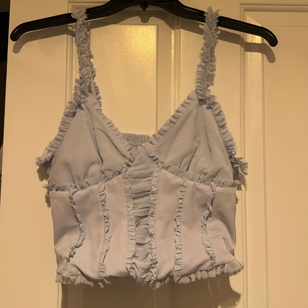 Urban Oufitters Blue ruffle top